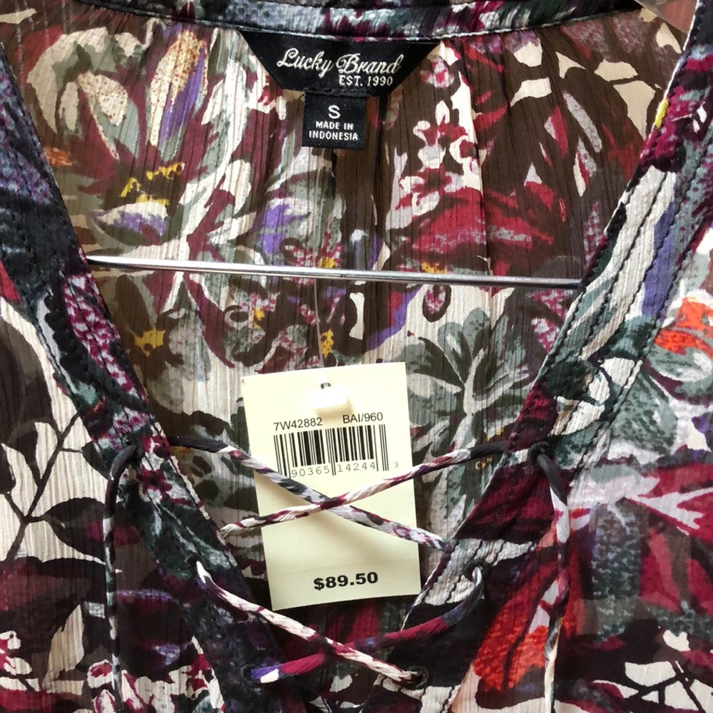 LUCKY BRAND! New! Never worn! Sheer Peasant Blouse - Picture 2 of 5
